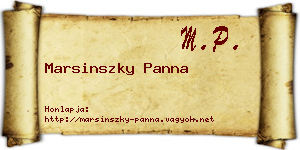 Marsinszky Panna névjegykártya